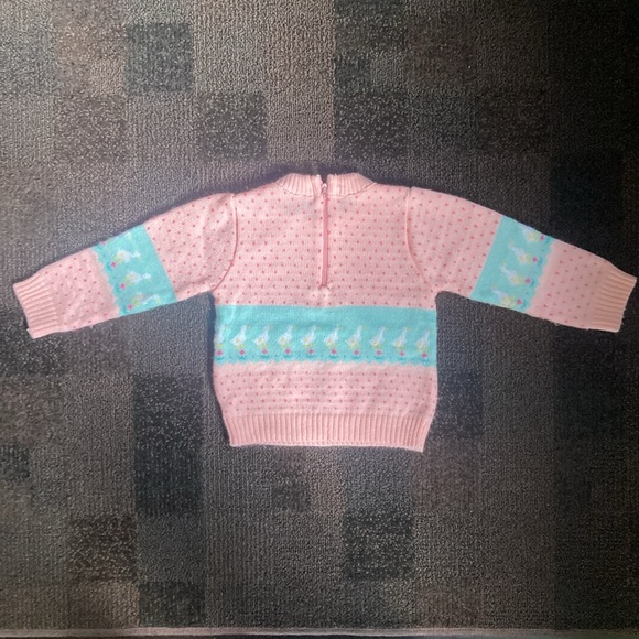 VNTG Sweater & Vest Set Girls Pink w/Ducks Clouds Hearts Size 18 month 90's Y2K - Picture 3 of 13